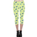 Blue butterflies at lemon yellow, nature themed pattern Capri Leggings  View1