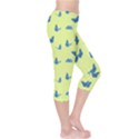 Blue butterflies at lemon yellow, nature themed pattern Capri Leggings  View4