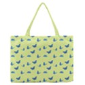 Blue butterflies at lemon yellow, nature themed pattern Zipper Medium Tote Bag View1