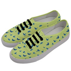 Blue Butterflies At Lemon Yellow, Nature Themed Pattern Men s Classic Low Top Sneakers by Casemiro