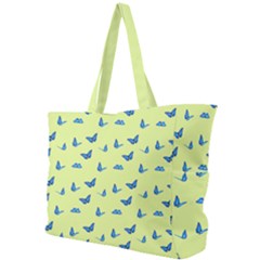 Blue Butterflies At Lemon Yellow, Nature Themed Pattern Simple Shoulder Bag by Casemiro