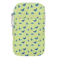 Blue Butterflies At Lemon Yellow, Nature Themed Pattern Waist Pouch (large) by Casemiro