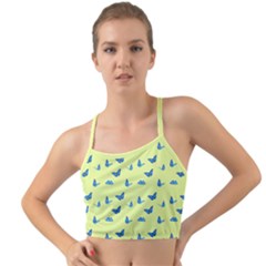 Blue Butterflies At Lemon Yellow, Nature Themed Pattern Mini Tank Bikini Top by Casemiro