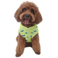 Blue Butterflies At Lemon Yellow, Nature Themed Pattern Dog Sweater by Casemiro