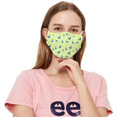 Blue Butterflies At Lemon Yellow, Nature Themed Pattern Fitted Cloth Face Mask (adult) by Casemiro