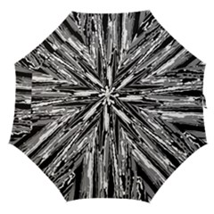 Black And White Abstract Linear Print Straight Umbrellas by dflcprintsclothing