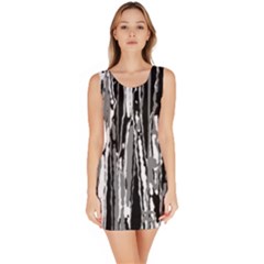 Black And White Abstract Linear Print Bodycon Dress by dflcprintsclothing