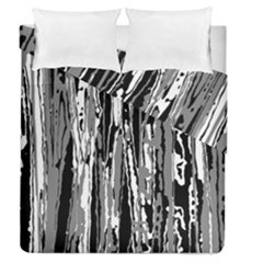 Black And White Abstract Linear Print Duvet Cover Double Side (queen Size) by dflcprintsclothing