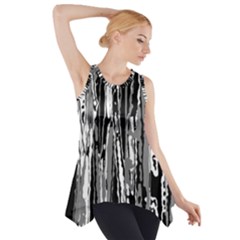 Black And White Abstract Linear Print Side Drop Tank Tunic by dflcprintsclothing