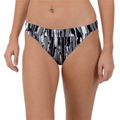 Black And White Abstract Linear Print Band Bikini Bottom by dflcprintsclothing