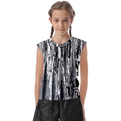 Black And White Abstract Linear Print Kids  Raglan Cap Sleeve Tee by dflcprintsclothing