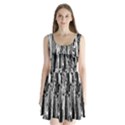 Black And White Abstract Linear Print Split Back Mini Dress  View1