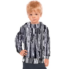 Black And White Abstract Linear Print Kids  Hooded Pullover by dflcprintsclothing