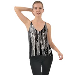 Black And White Abstract Linear Print Chiffon Cami by dflcprintsclothing