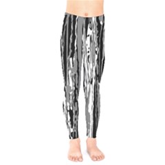 Black And White Abstract Linear Print Kids  Leggings