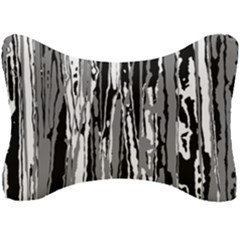 Black And White Abstract Linear Print Seat Head Rest Cushion by dflcprintsclothing