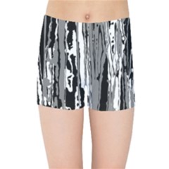 Black And White Abstract Linear Print Kids  Sports Shorts by dflcprintsclothing