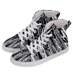 Black And White Abstract Linear Print Men s Hi-top Skate Sneakers by dflcprintsclothing