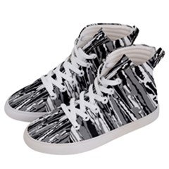 Black And White Abstract Linear Print Women s Hi-top Skate Sneakers by dflcprintsclothing