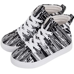 Black And White Abstract Linear Print Kids  Hi-top Skate Sneakers by dflcprintsclothing