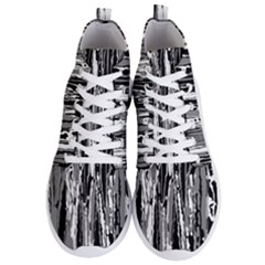 Black And White Abstract Linear Print Men s Lightweight High Top Sneakers by dflcprintsclothing