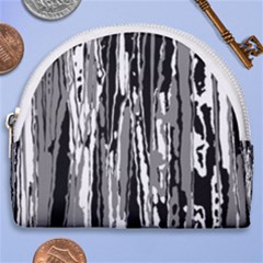 Black And White Abstract Linear Print Horseshoe Style Canvas Pouch by dflcprintsclothing