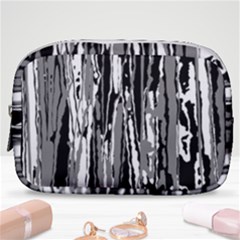 Black And White Abstract Linear Print Make Up Pouch (small) by dflcprintsclothing