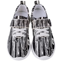 Black And White Abstract Linear Print Women s Velcro Strap Shoes by dflcprintsclothing