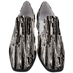 Black And White Abstract Linear Print Women Slip On Heel Loafers by dflcprintsclothing