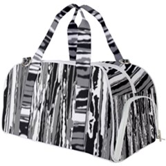 Black And White Abstract Linear Print Burner Gym Duffel Bag by dflcprintsclothing