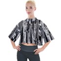 Black And White Abstract Linear Print Mock Neck Tee View1