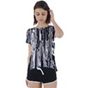 Black And White Abstract Linear Print Short Sleeve Foldover Tee View1