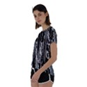 Black And White Abstract Linear Print Short Sleeve Foldover Tee View2