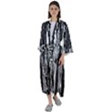 Black And White Abstract Linear Print Maxi Satin Kimono View1