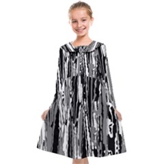 Black And White Abstract Linear Print Kids  Midi Sailor Dress by dflcprintsclothing