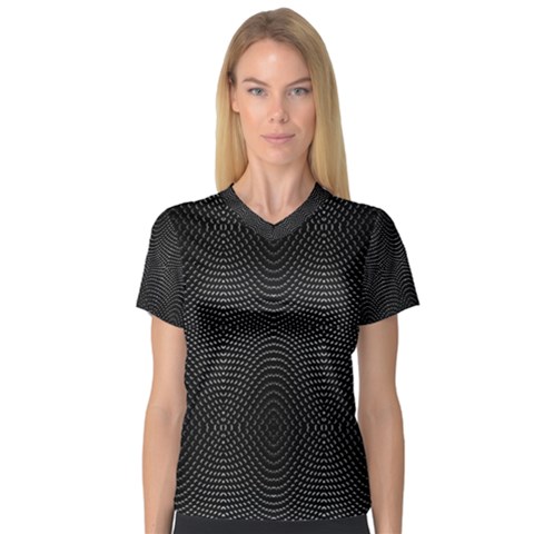 Black And White Kinetic Design Pattern V-neck Sport Mesh Tee by dflcprintsclothing