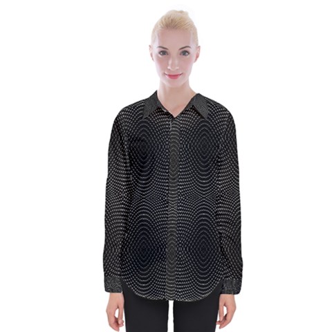 Black And White Kinetic Design Pattern Womens Long Sleeve Shirt by dflcprintsclothing