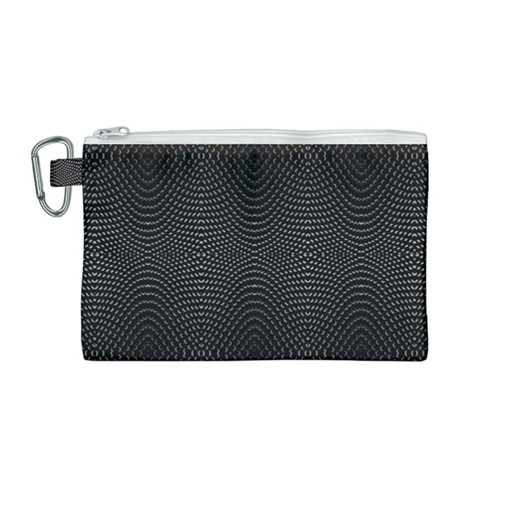 Black And White Kinetic Design Pattern Canvas Cosmetic Bag (Medium)