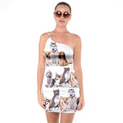 Doggie Dog One Shoulder Ring Trim Bodycon Dress by ImageReunion