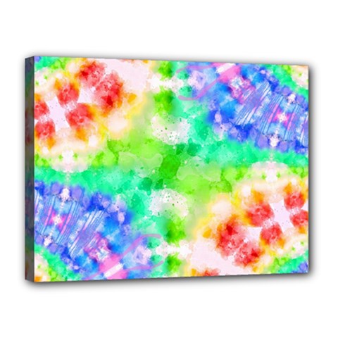 Tie Die Look Rainbow Pattern Canvas 16  X 12  (stretched) by myblueskye777