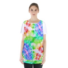 Tie Die Look Rainbow Pattern Skirt Hem Sports Top