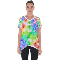 Tie Die Look Rainbow Pattern Cut Out Side Drop Tee