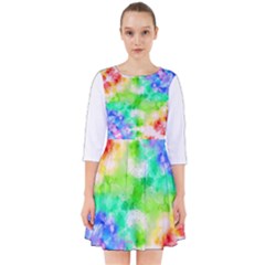 Tie Die Look Rainbow Pattern Smock Dress