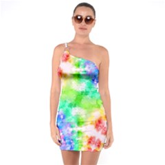 Tie Die Look Rainbow Pattern One Soulder Bodycon Dress