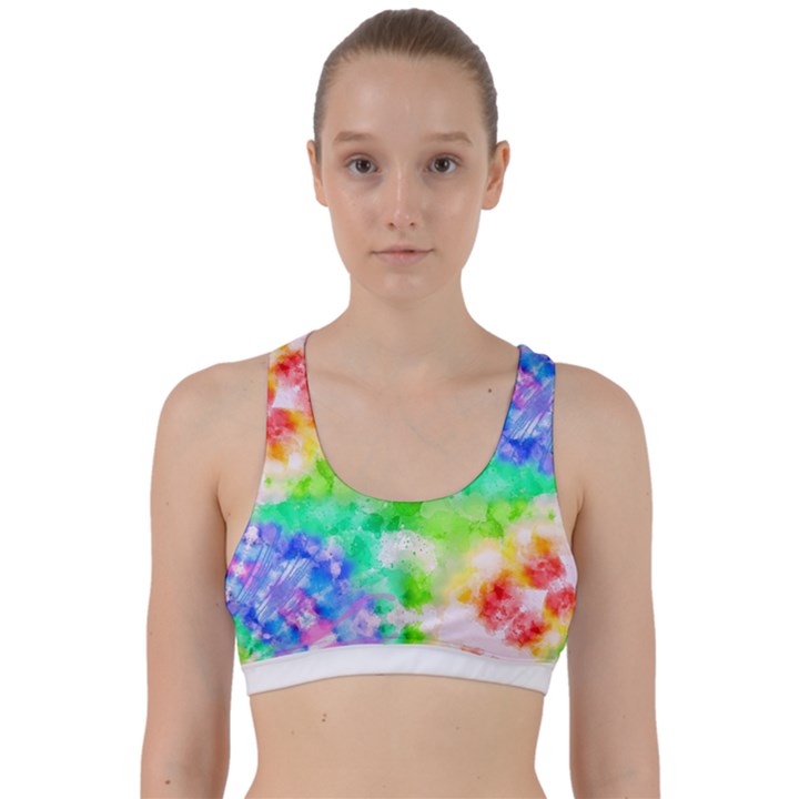 Tie Die Look Rainbow Pattern Back Weave Sports Bra