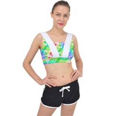 Tie Die Look Rainbow Pattern V-back Sports Bra by myblueskye777