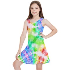 Tie Die Look Rainbow Pattern Kids  Lightweight Sleeveless Dress by myblueskye777