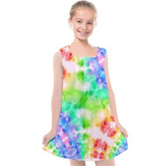 Tie Die Look Rainbow Pattern Kids  Cross Back Dress by myblueskye777