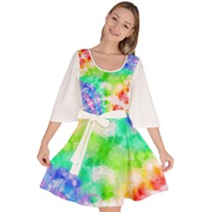 Tie Die Look Rainbow Pattern Velour Kimono Dress by myblueskye777