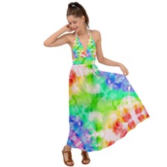 Tie Die Look Rainbow Pattern Backless Maxi Beach Dress by myblueskye777